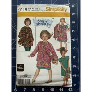 Simplicity 2918 DAISY KINGDOM Dress, Jumper, Jacket & Purse Sz 3-8, XS-XL UNCUT‎